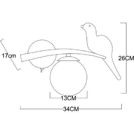 Схема с размерами Arte Lamp A3422AP-1GO