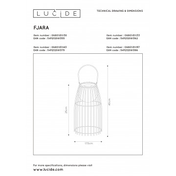 Схема с размерами Lucide 06801/01/33