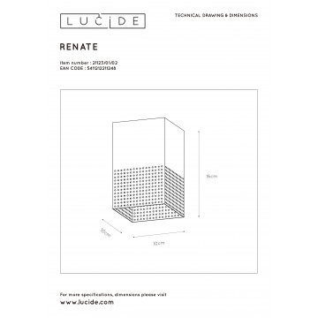 Схема с размерами Lucide 21123/01/02