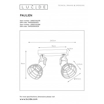 Схема с размерами Lucide 08927/02/35