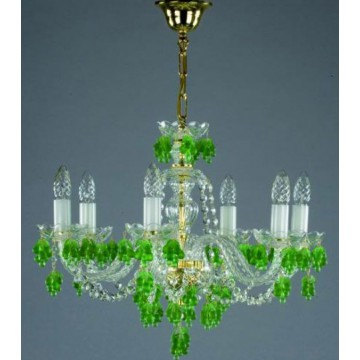 Подвесная люстра Artglass GIZELA IX. VINO LIGHT GREEN ST, 9xE14x40W