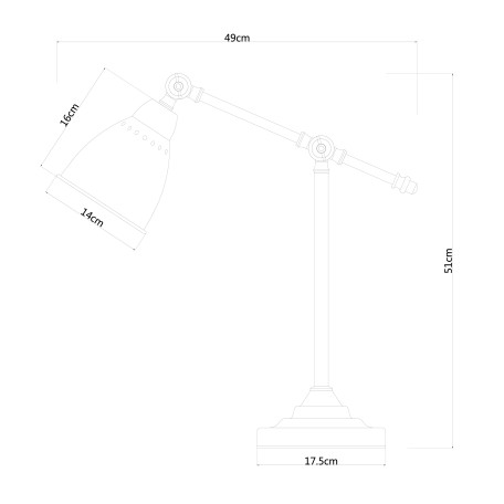 Схема с размерами Arte Lamp A2054LT-1BK