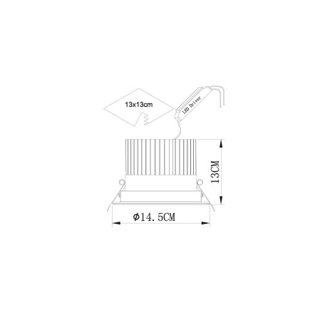 Схема с размерами Arte Lamp A3315PL-1WH