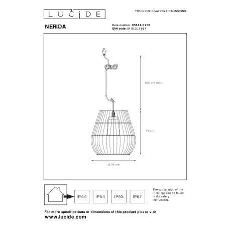 Схема с размерами Lucide 03844/01/30