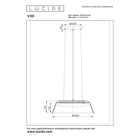 Схема с размерами Lucide 25415/45/65