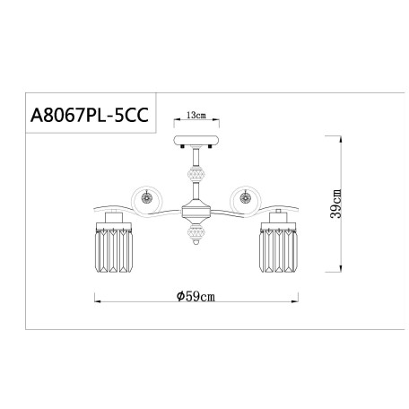 Схема с размерами Arte Lamp A8067PL-5CC