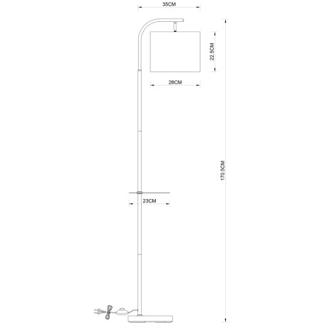 Схема с размерами Arte Lamp A4053PN-1BK