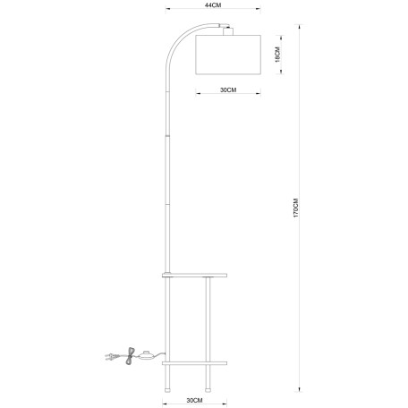 Схема с размерами Arte Lamp A4055PN-1BK