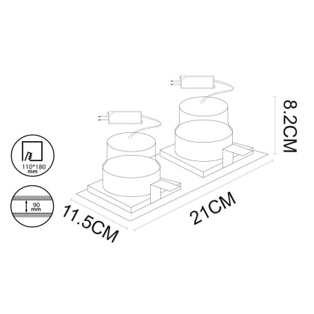 Схема с размерами Arte Lamp A7007PL-2BK