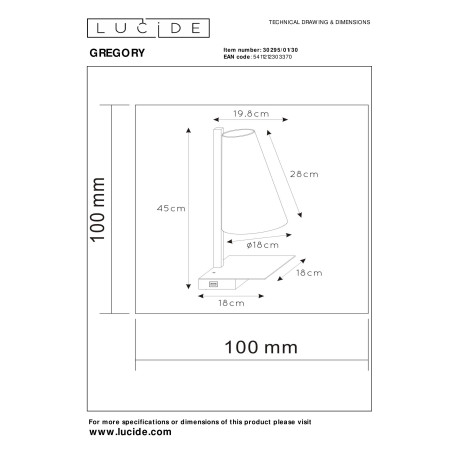 Схема с размерами Lucide 30295/01/30