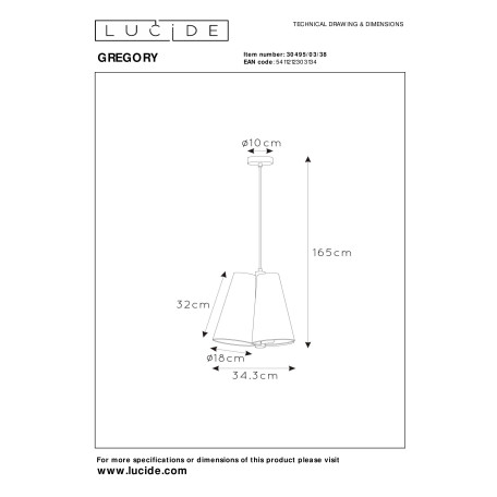 Схема с размерами Lucide 30495/03/38