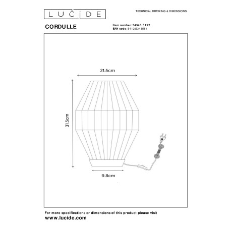 Схема с размерами Lucide 34543/01/72