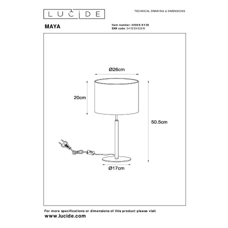 Схема с размерами Lucide 45509/81/38