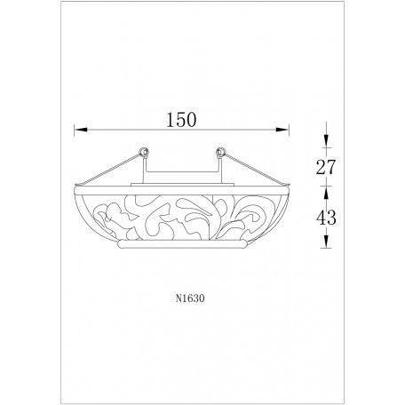 Схема с размерами Donolux N1630-White+gold