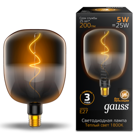 Светодиодная лампа Gauss Filament Oversize 1008802105 E27 5W, 1800K (теплый) CRI80 220V