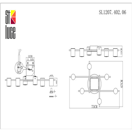 Схема с размерами ST Luce SL1207.402.06