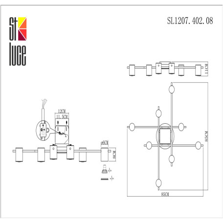 Схема с размерами ST Luce SL1207.402.08