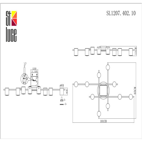 Схема с размерами ST Luce SL1207.402.10