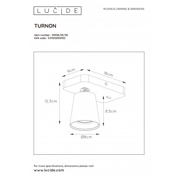 Схема с размерами Lucide 09928/05/30