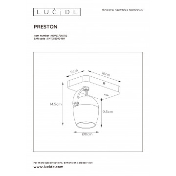 Схема с размерами Lucide 09927/05/02