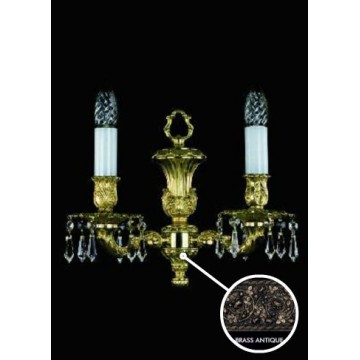 Бра Artglass ISLA II. BRASS ANTIQUE CE, 2xE14x40W, бронза с белым, прозрачный, металл, хрусталь Artglass Crystal Exclusive