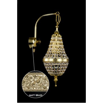 Бра Artglass IVETA FULL CUT MATT BRASS CE, 1xE14x60W, золото, прозрачный, металл, хрусталь Artglass Crystal Exclusive