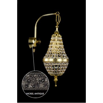 Бра Artglass IVETA FULL CUT NICKEL ANTIQUE SP, 1xE14x60W, никель, прозрачный, металл, кристаллы SPECTRA Swarovski