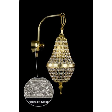 Бра Artglass IVETA FULL CUT NICKEL SP, 1xE14x60W, никель, прозрачный, металл, кристаллы SPECTRA Swarovski