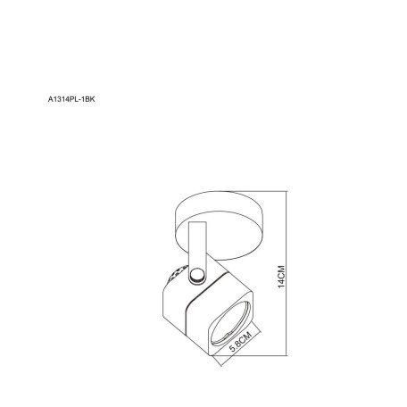 Схема с размерами Arte Lamp A1314PL-1BK