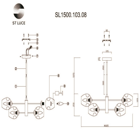 Схема с размерами ST Luce SL1500.103.08