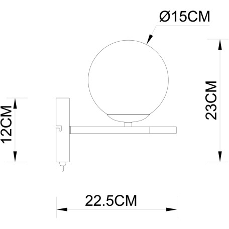 Схема с размерами Arte Lamp A2224AP-1BK