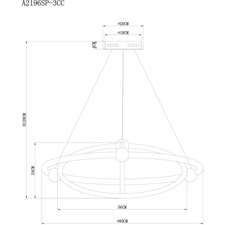 Схема с размерами Arte Lamp A2196SP-3CC