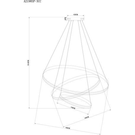 Схема с размерами Arte Lamp A2198SP-3CC