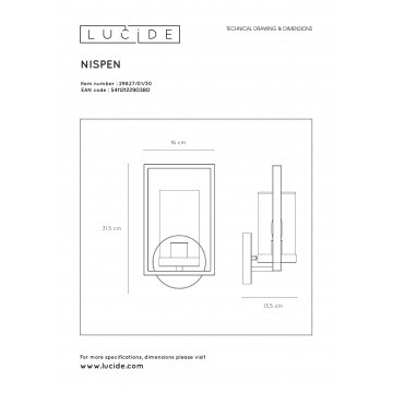 Схема с размерами Lucide 29827/01/30