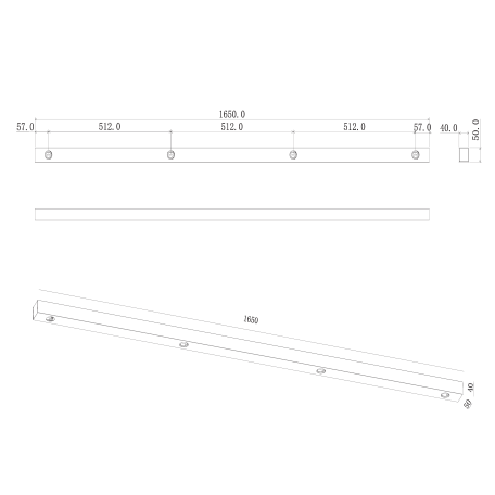 Схема с размерами Donolux DL18629/4Kit W Dim