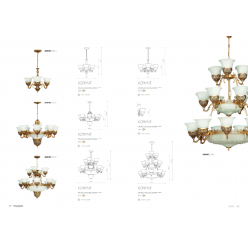 Подвесная люстра Nowodvorski Korynt 3374, 24xE27x60W, черненое золото, белый, металл, стекло - миниатюра 2