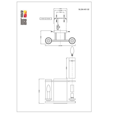 Схема с размерами ST Luce SL334.401.02