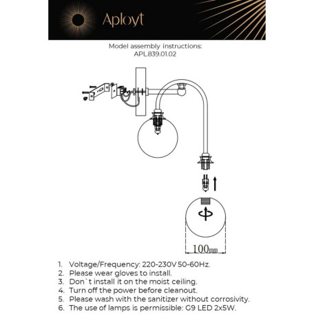 Бра Aployt Eloiz APL.839.01.02, 2xG9x5W - миниатюра 3