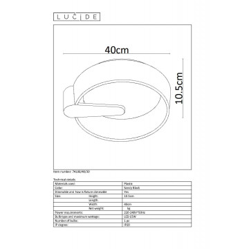 Схема с размерами Lucide 74106/40/30