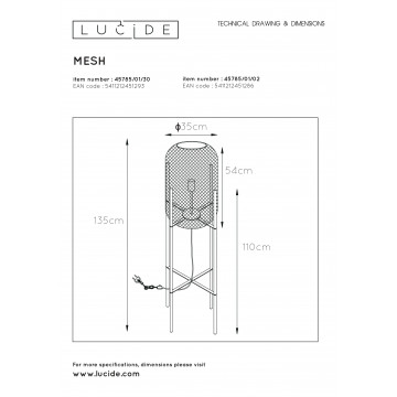 Схема с размерами Lucide 45785/01/02