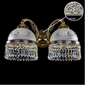 Бра Artglass KARAT II. NICKEL CE, 2xE14x60W, никель, прозрачный с никелем, никель с прозрачным, прозрачный, металл, стекло с металлом, хрусталь Artglass Crystal Exclusive