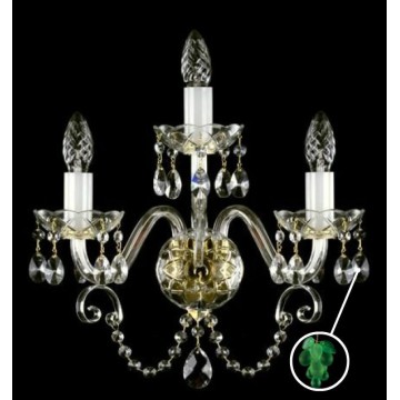 Бра Artglass KAYLA III. VINO LIGHT GREEN, 3xE14x40W, золото с прозрачным, золото с белым, прозрачный с золотом, зеленый, стекло