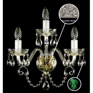 Бра Artglass KAYLA III. VINO LIGHT GREEN NICKEL, 3xE14x40W, никель с прозрачным, никель с белым, прозрачный с никелем, зеленый, стекло