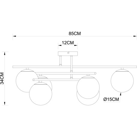 Схема с размерами Arte Lamp A2224PL-6BK