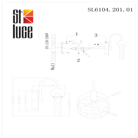 Схема с размерами ST Luce SL6104.201.01