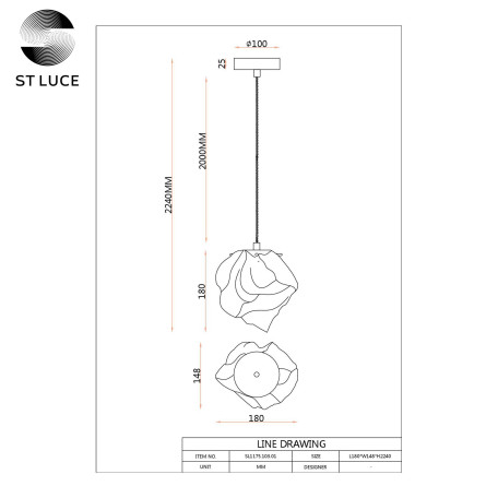 Схема с размерами ST Luce SL1175.303.01