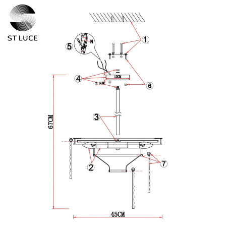 Схема с размерами ST Luce SL1230.102.06