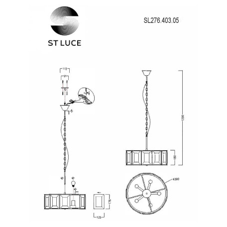 Схема с размерами ST Luce SL276.403.05