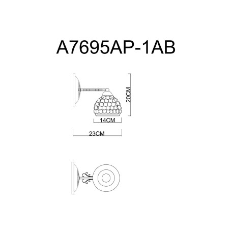 Схема с размерами Arte Lamp A7695AP-1AB