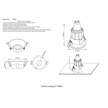 Схема с размерами Crystal Lux 1400/167